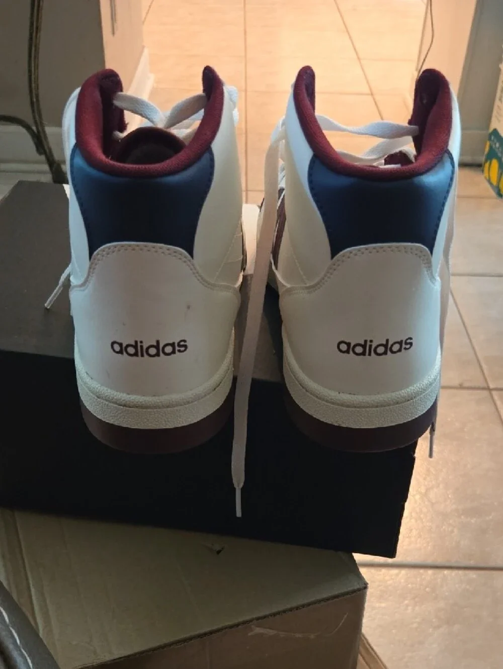 Adidas Break Start Mid Basketball Sneakers - White/Maroon - Men's Size 10